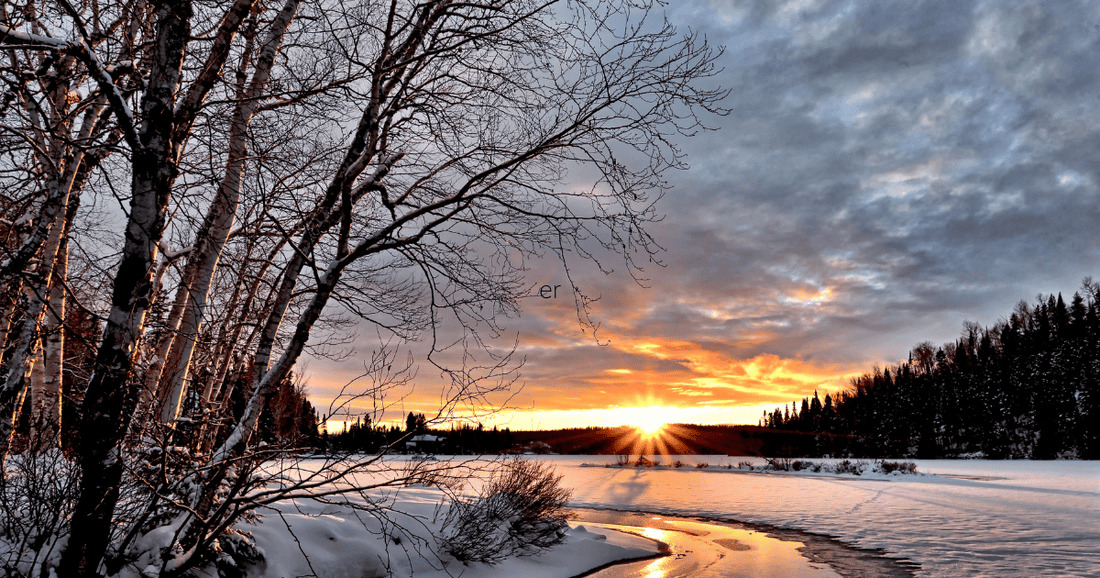 Winter scenery, winter sunset