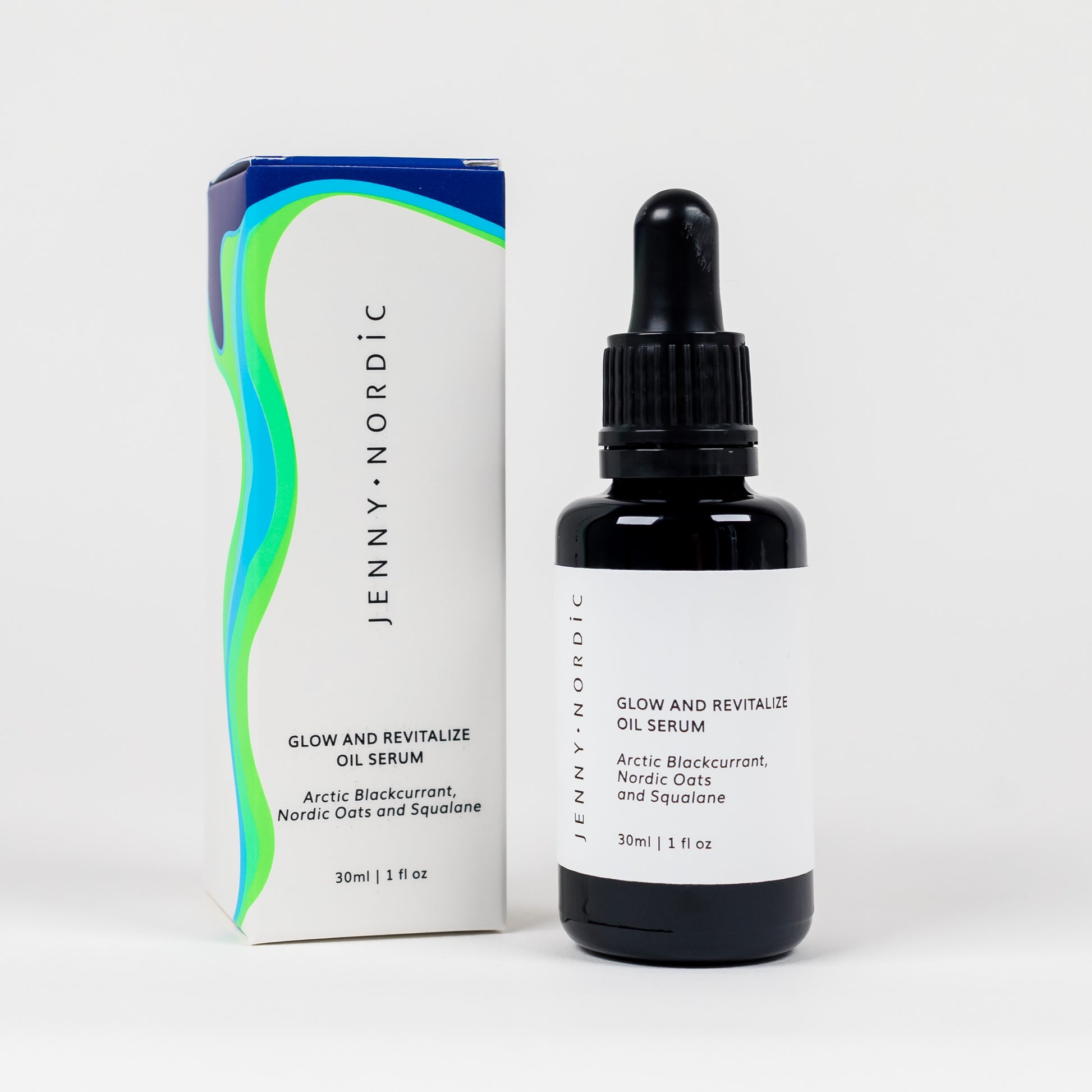 Jenny Nordic Skincare Glow & Revitalize Oil Serum bottle and box